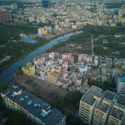 Aerial photograph showcasing urban architecture in Hyderabad, India, during daytime.
